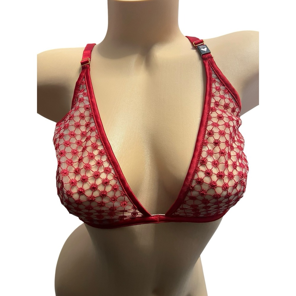 Victorias Secret Starburst Unlined Plunge Bra Underwire Red‎ Embroidered 36D NWT - Picture 5 of 16